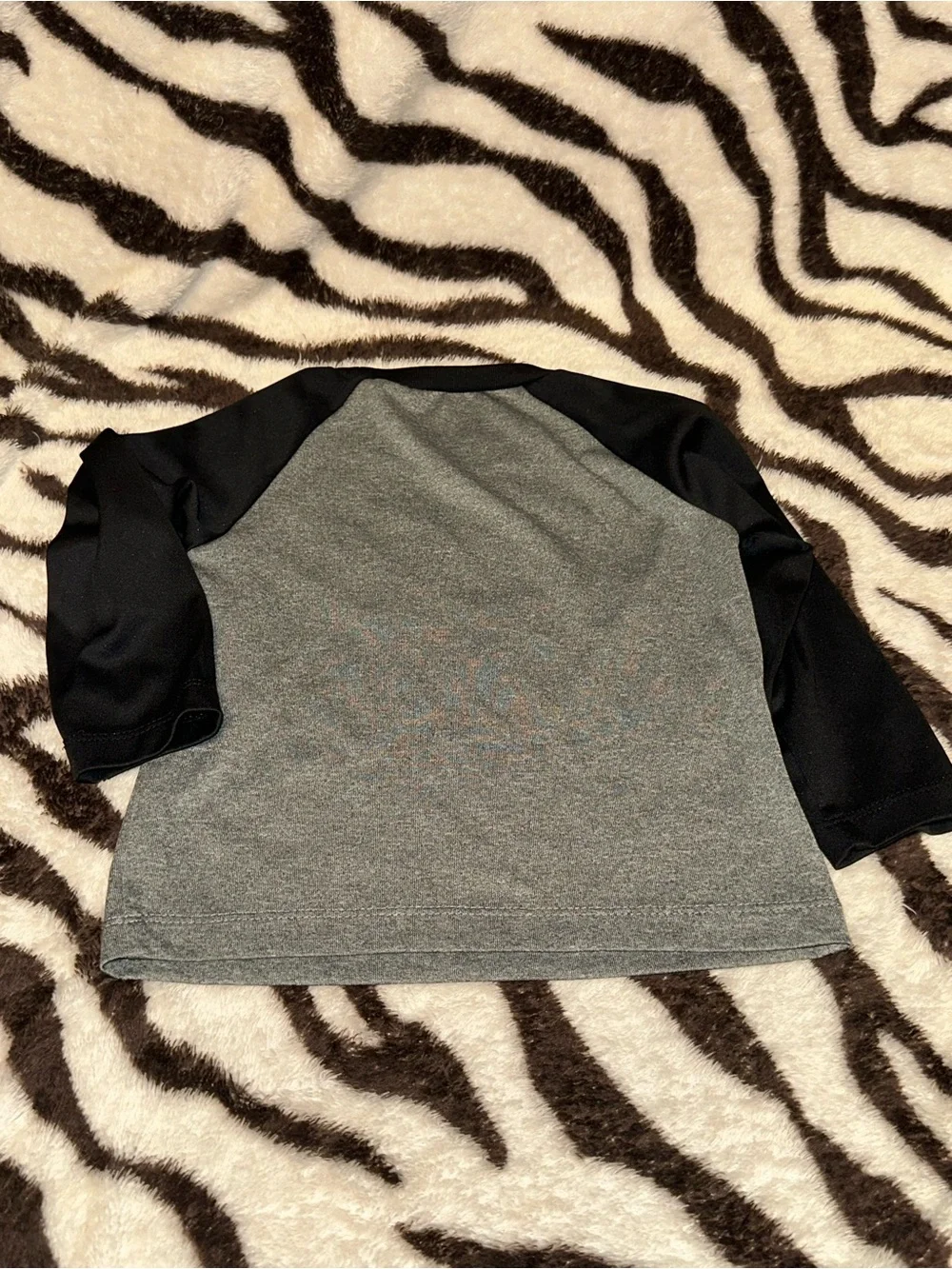 Toddler Nike Gray & Black Long Sleeve Dri-FIT Top with Red Swoosh Graphic